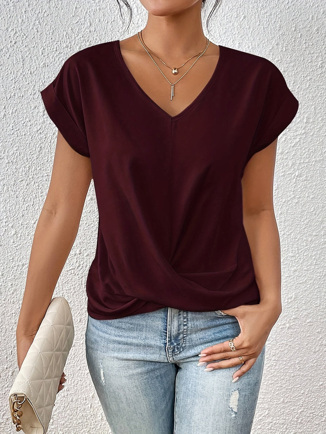 Liana | Soft Drape Twist-Front Top - Flattering, Comfortable & Elegant