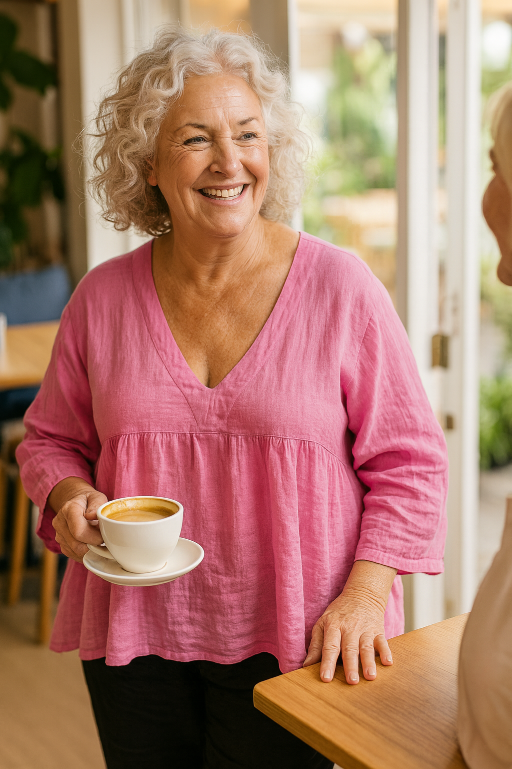 Loretta| V-Neck Cotton-Linen Blouse – Light Elegance with Everyday Ease