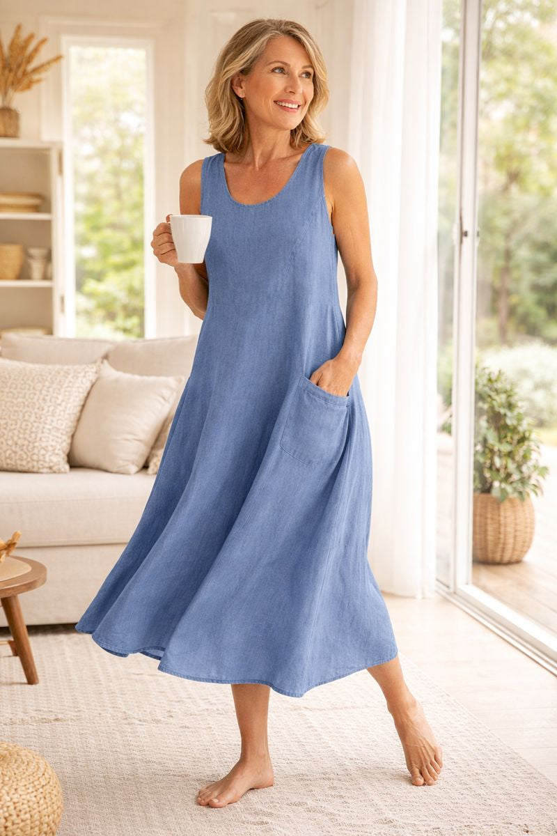 Elara | Effortless Cotton Pocket Dress — Cool, Relaxed & Beautifully Easy