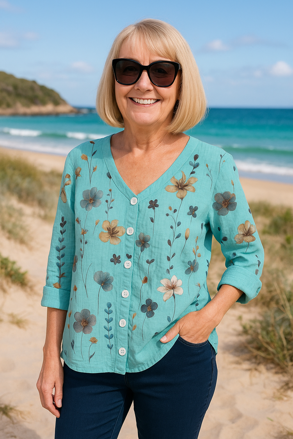 June |  Floral Top - Natural Grace, Effortless Fit