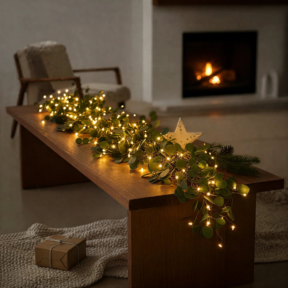 EucaGlow LED Garland – Wireless Warm Eucalyptus Lighting