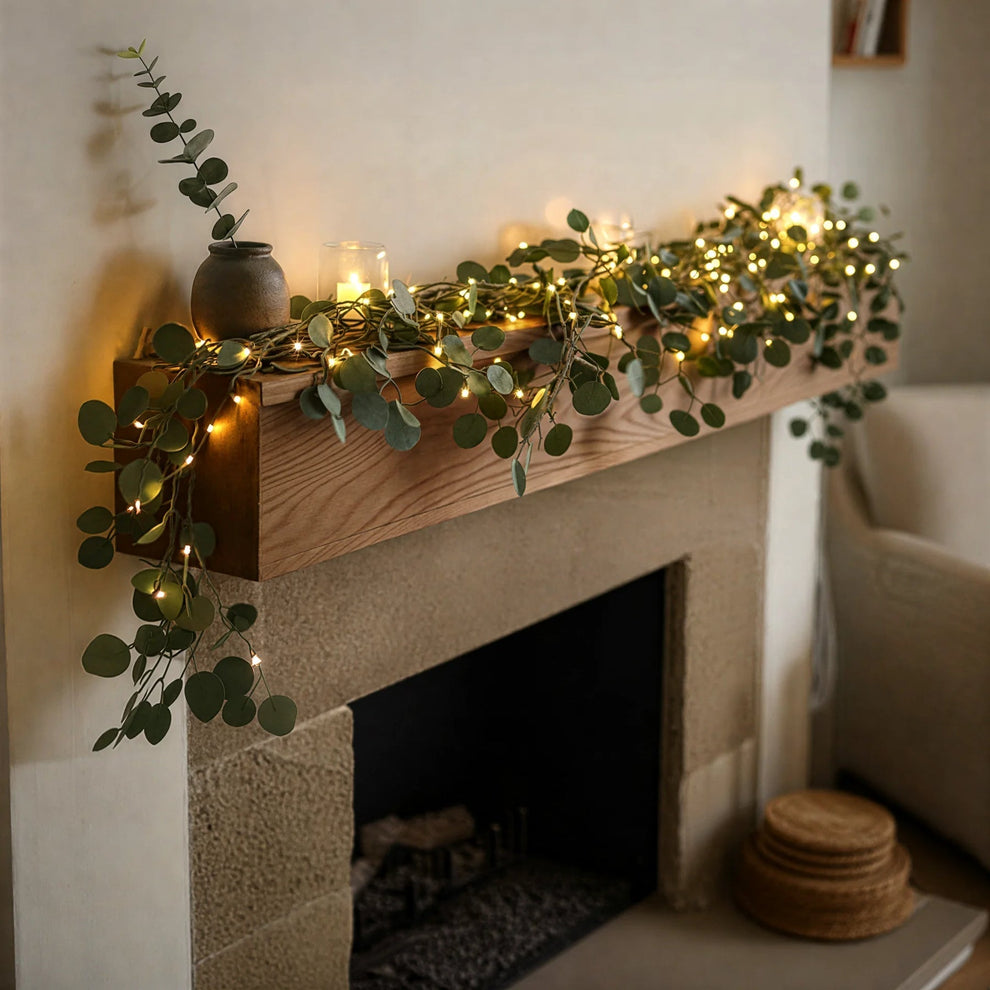 EucaGlow LED Garland – Wireless Warm Eucalyptus Lighting