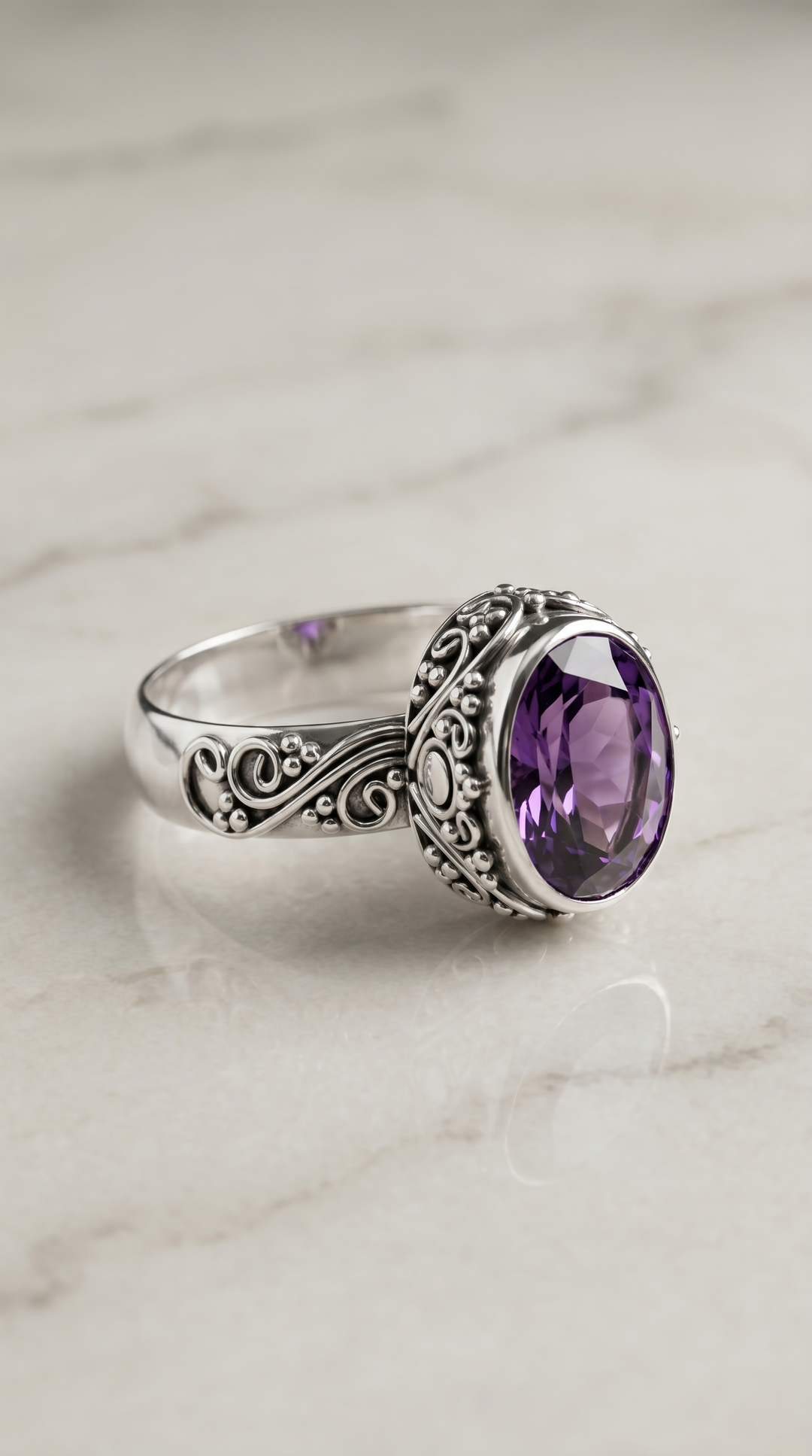 Elarion | Amethyst Handcrafted Bali Ring